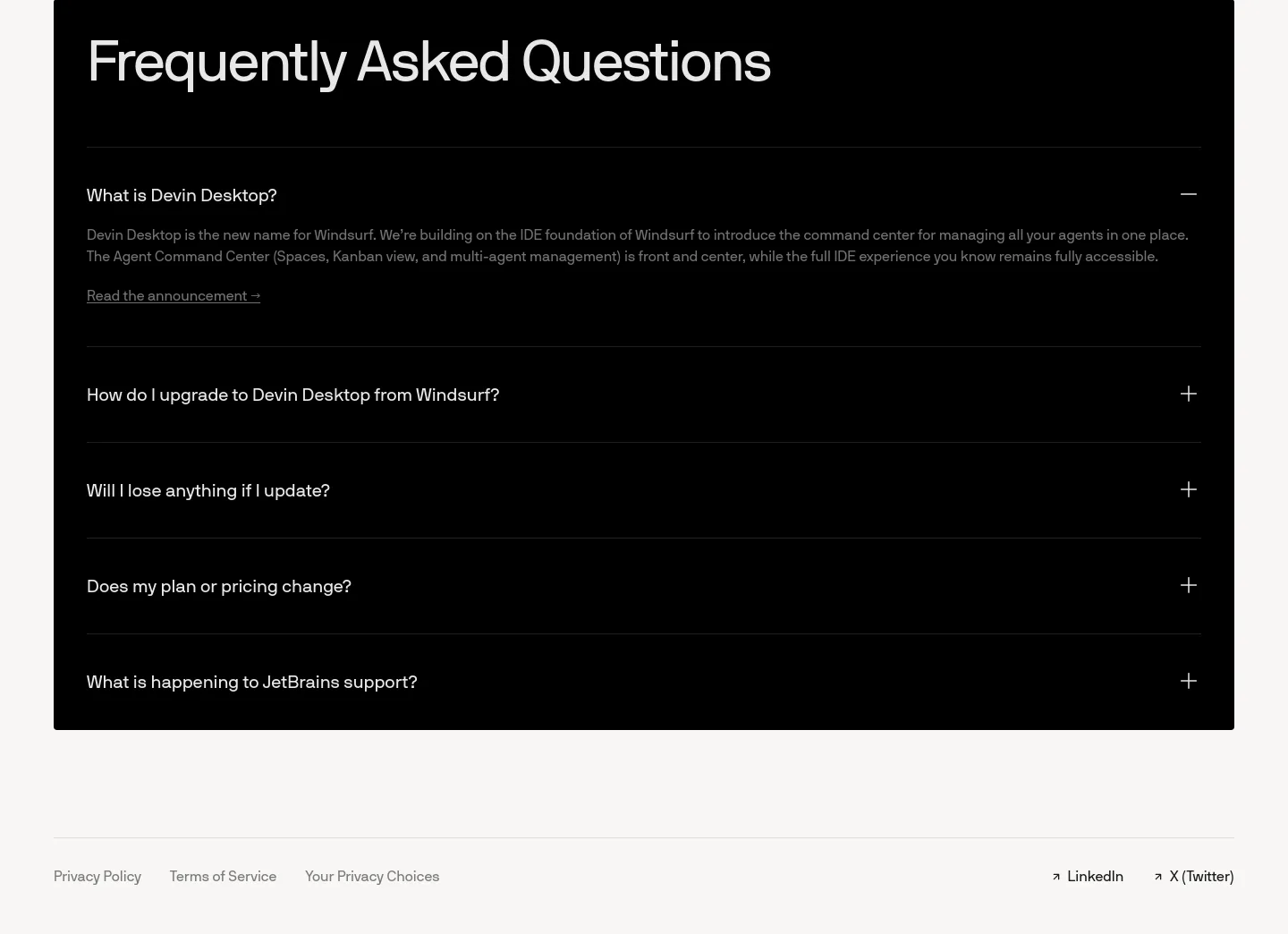 windsurf.com FAQ section