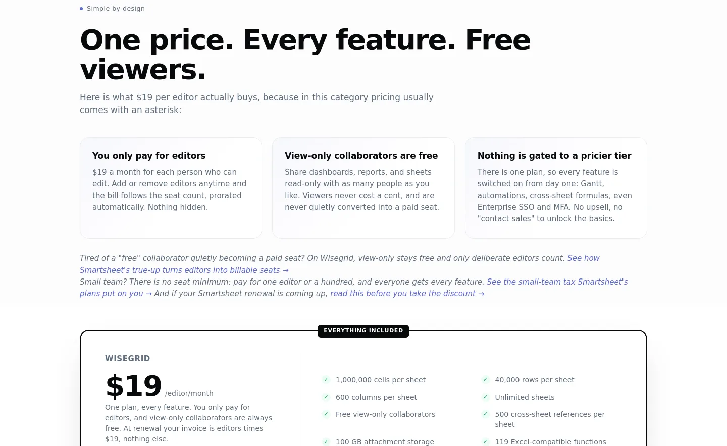wisegrid.co Pricing section