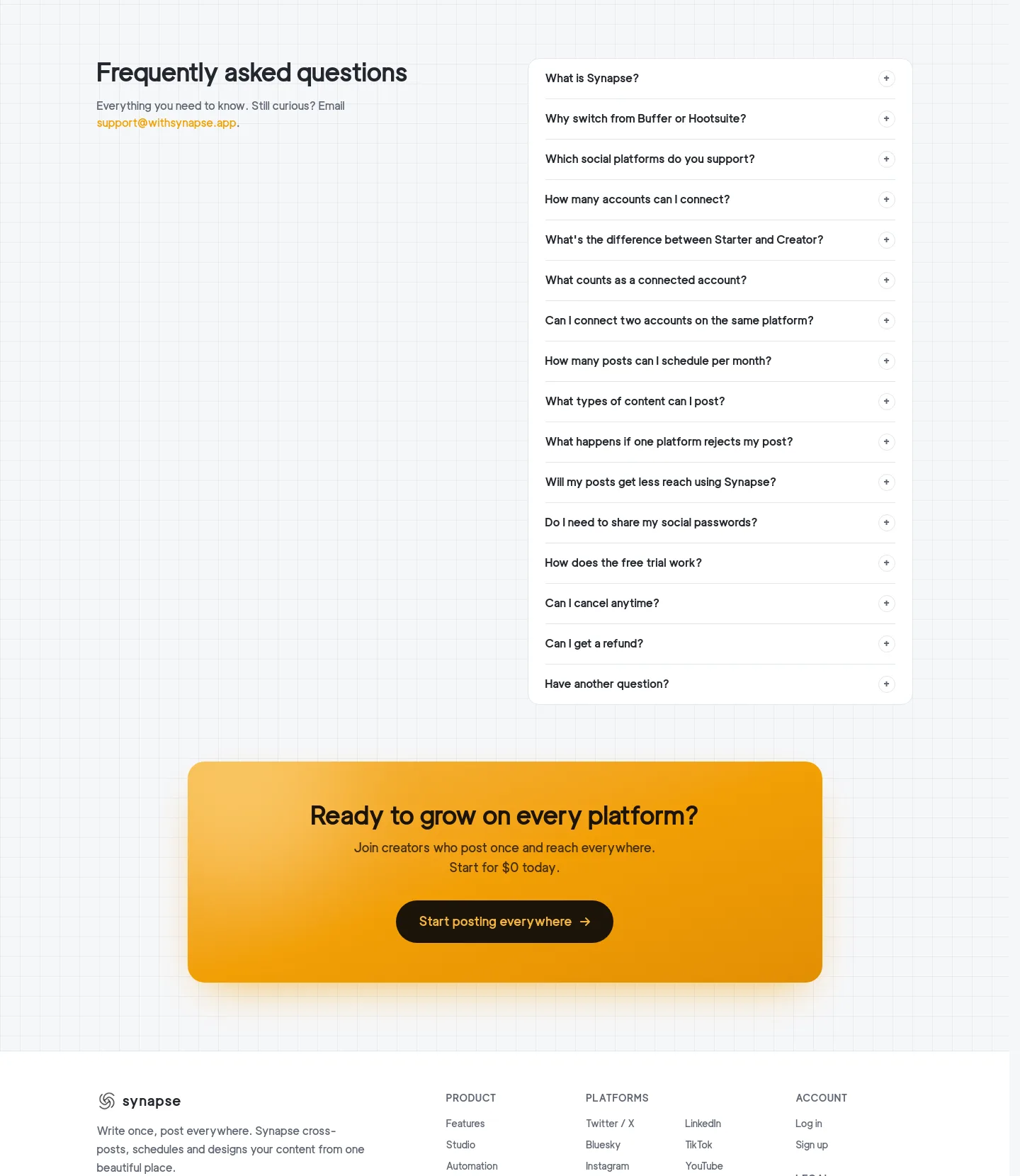 withsynapse.app FAQ section
