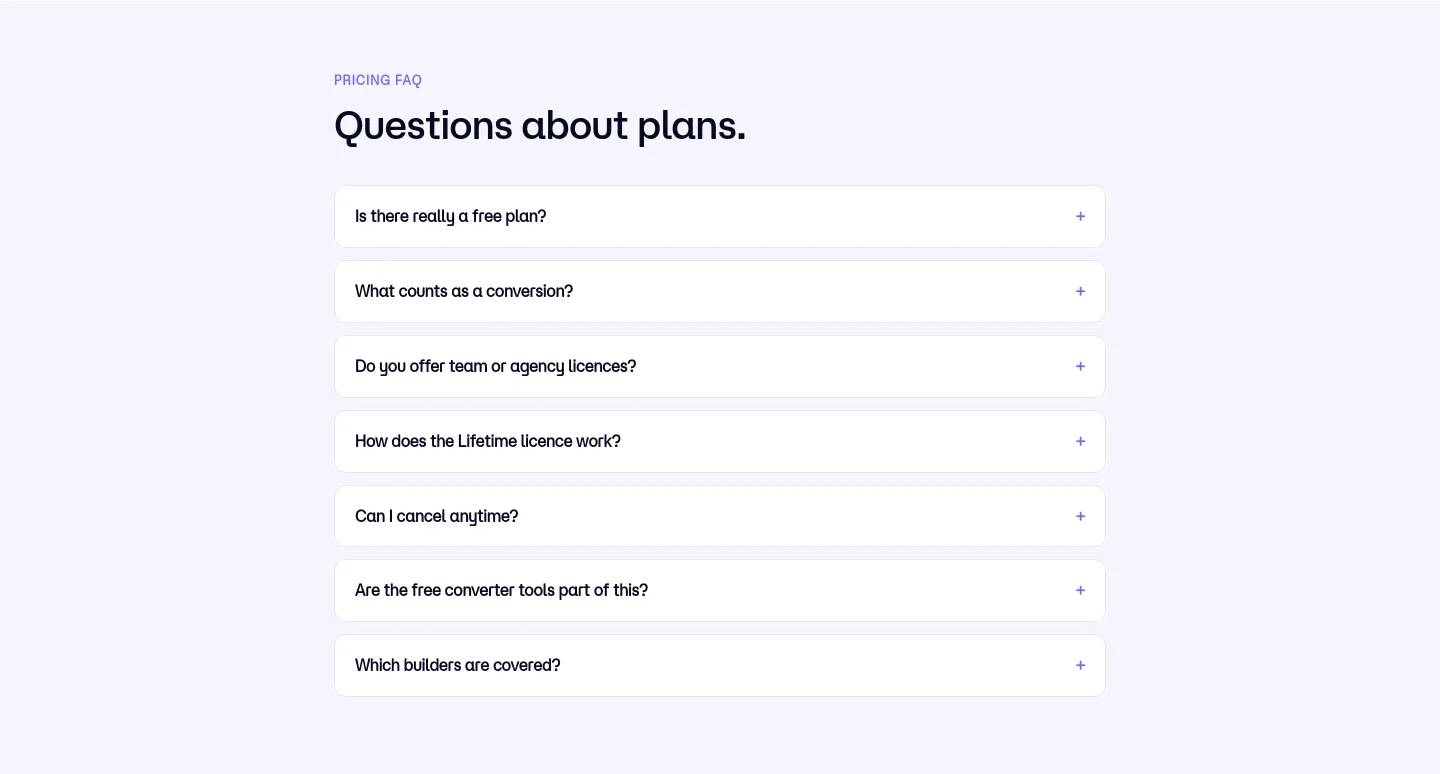 wpconverters.com FAQ section