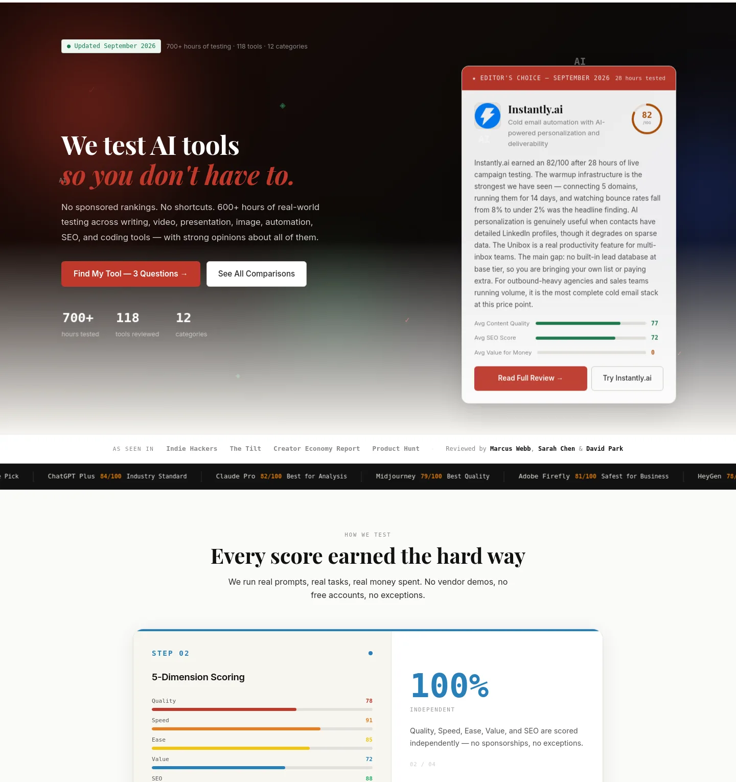 writetested.com Hero section