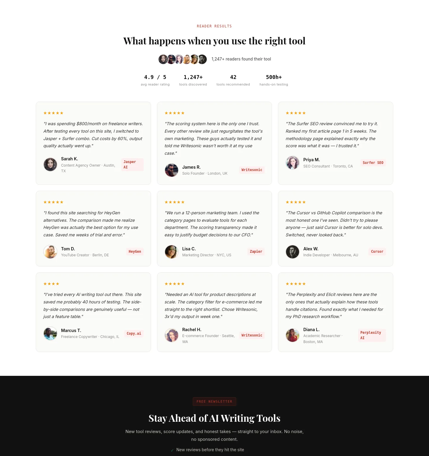 writetested.com Reviews section