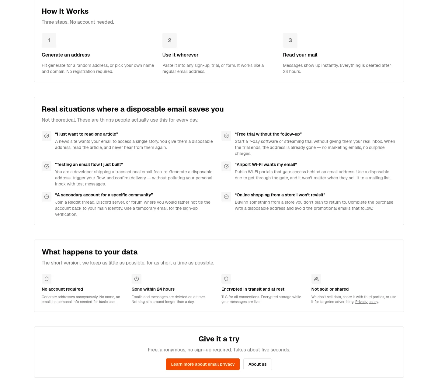 xeramail.com Features section