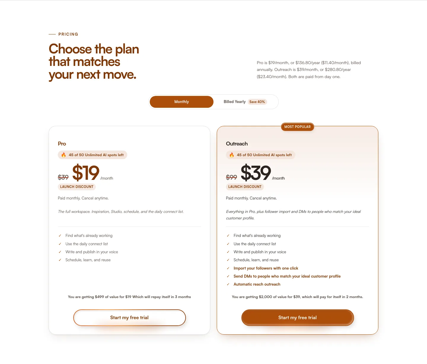 xfaste.st Pricing section
