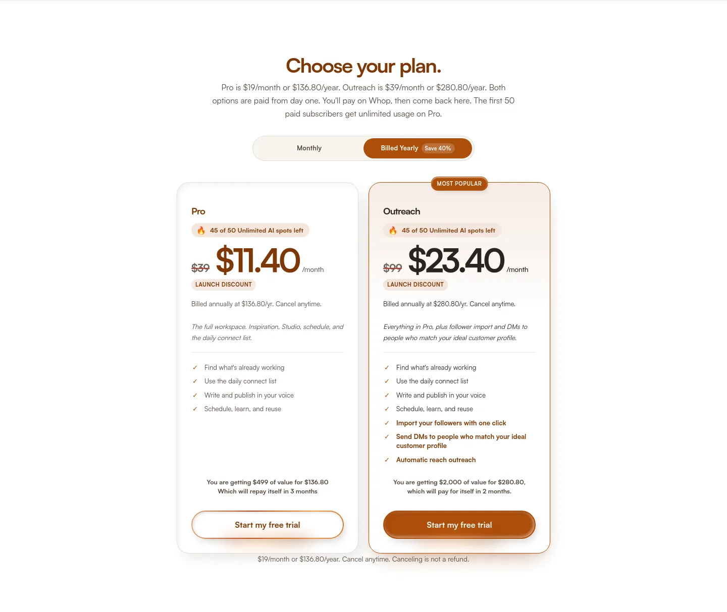 xfaste.st Pricing section