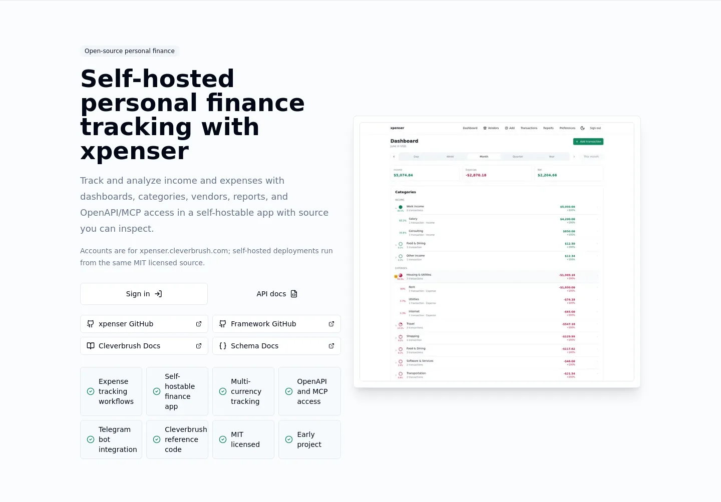 xpenser.cleverbrush.com — a real Hero section