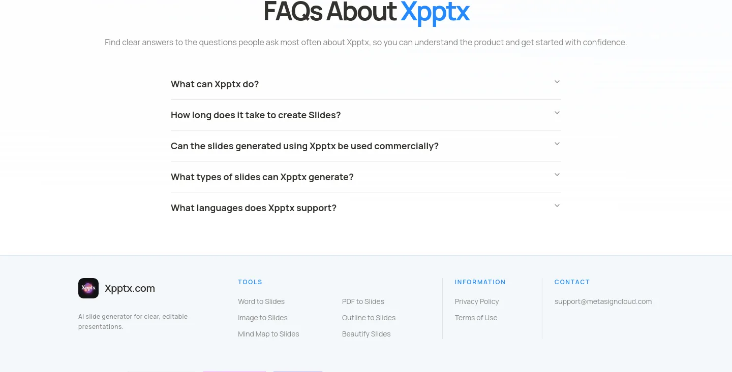 xpptx.com FAQ section