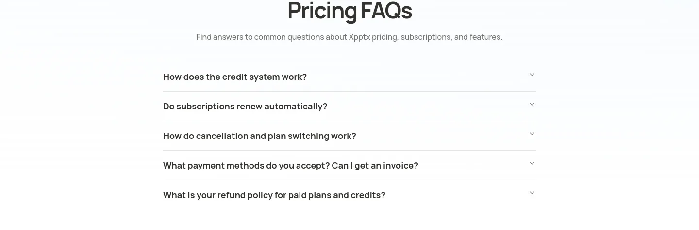 xpptx.com FAQ section
