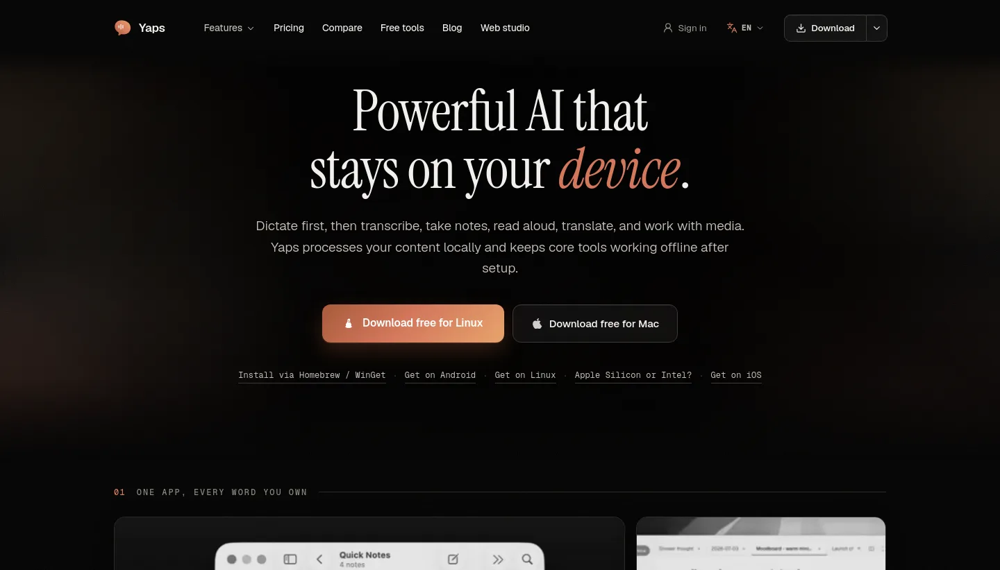 yaps.ai — a measured funnel