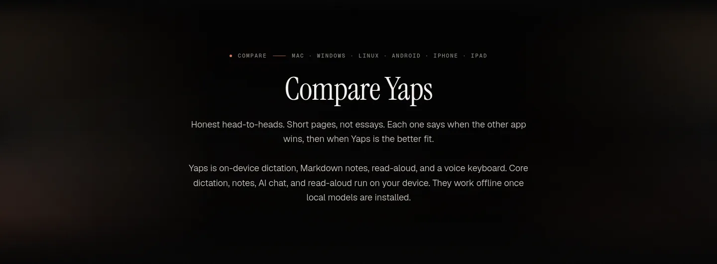 yaps.ai — a real Hero section
