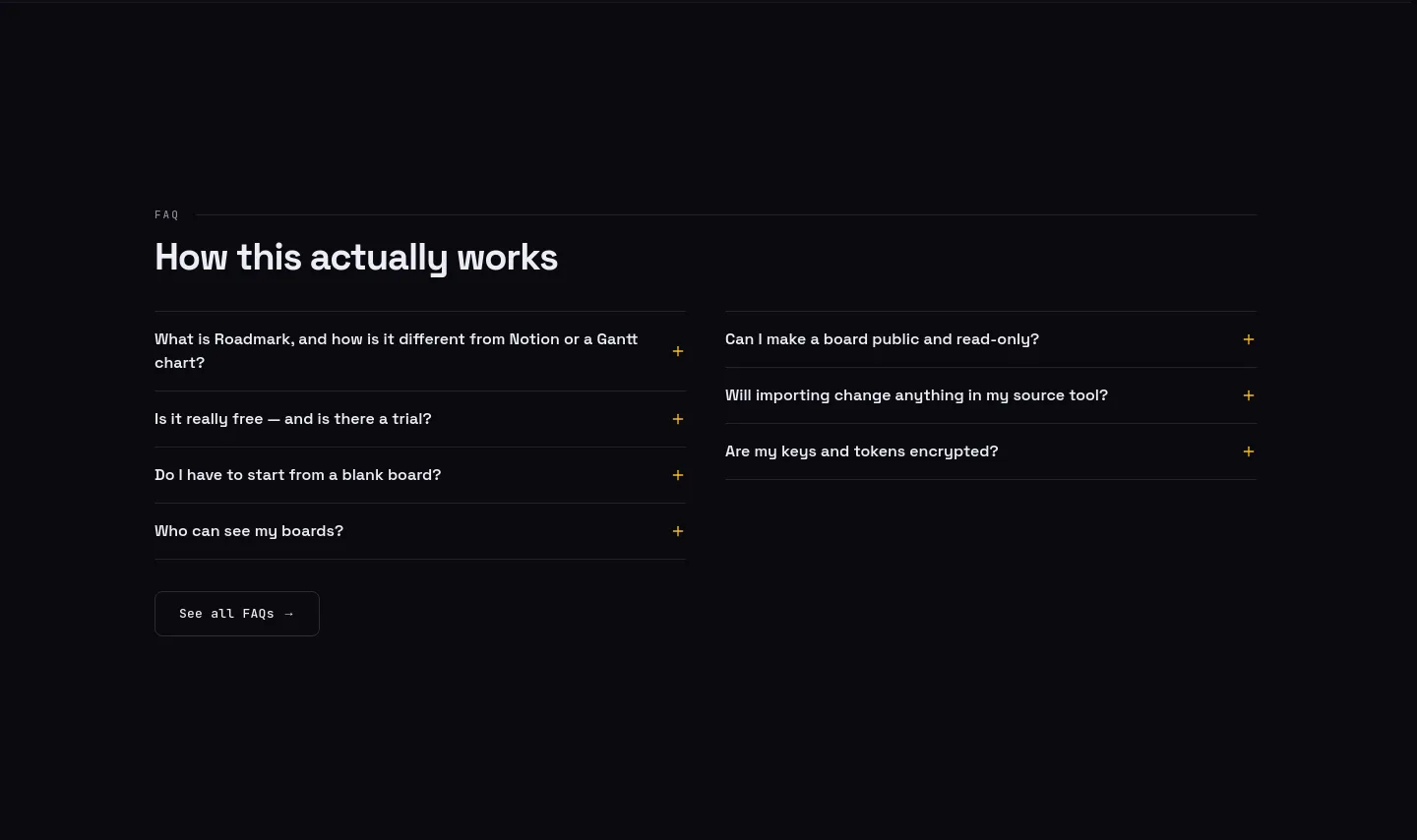 yourroadmark.com FAQ section
