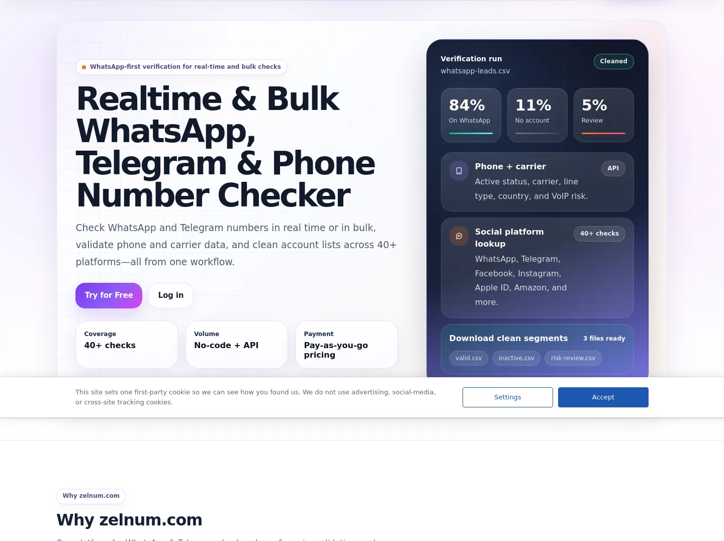 zelnum.com — a real Hero section