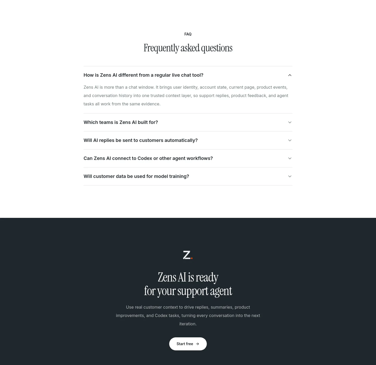 zens.ai FAQ section