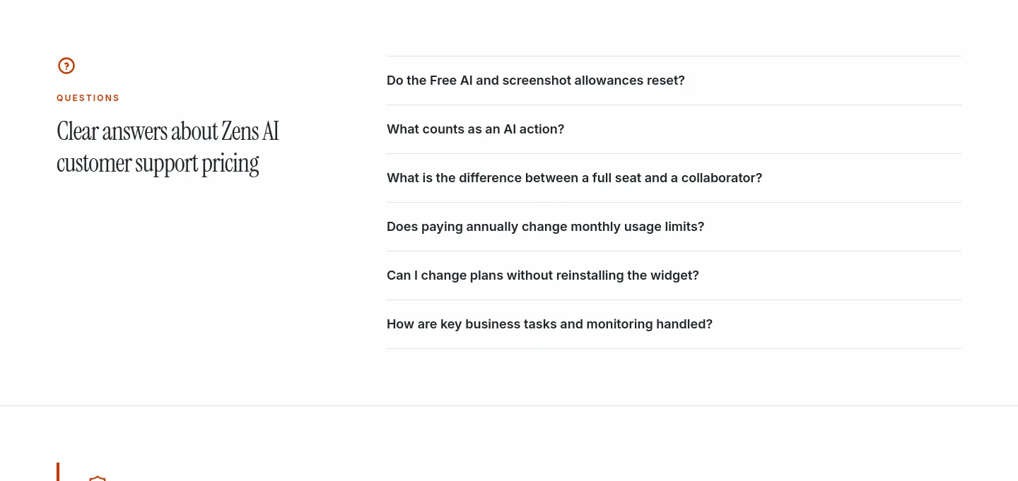 zens.ai FAQ section