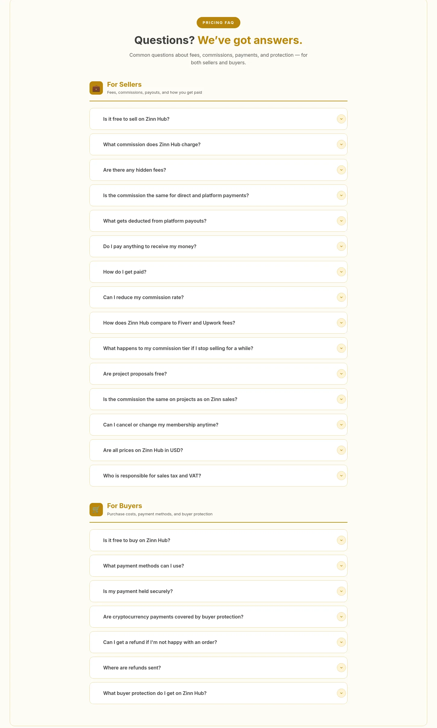 zinnhub.com FAQ section