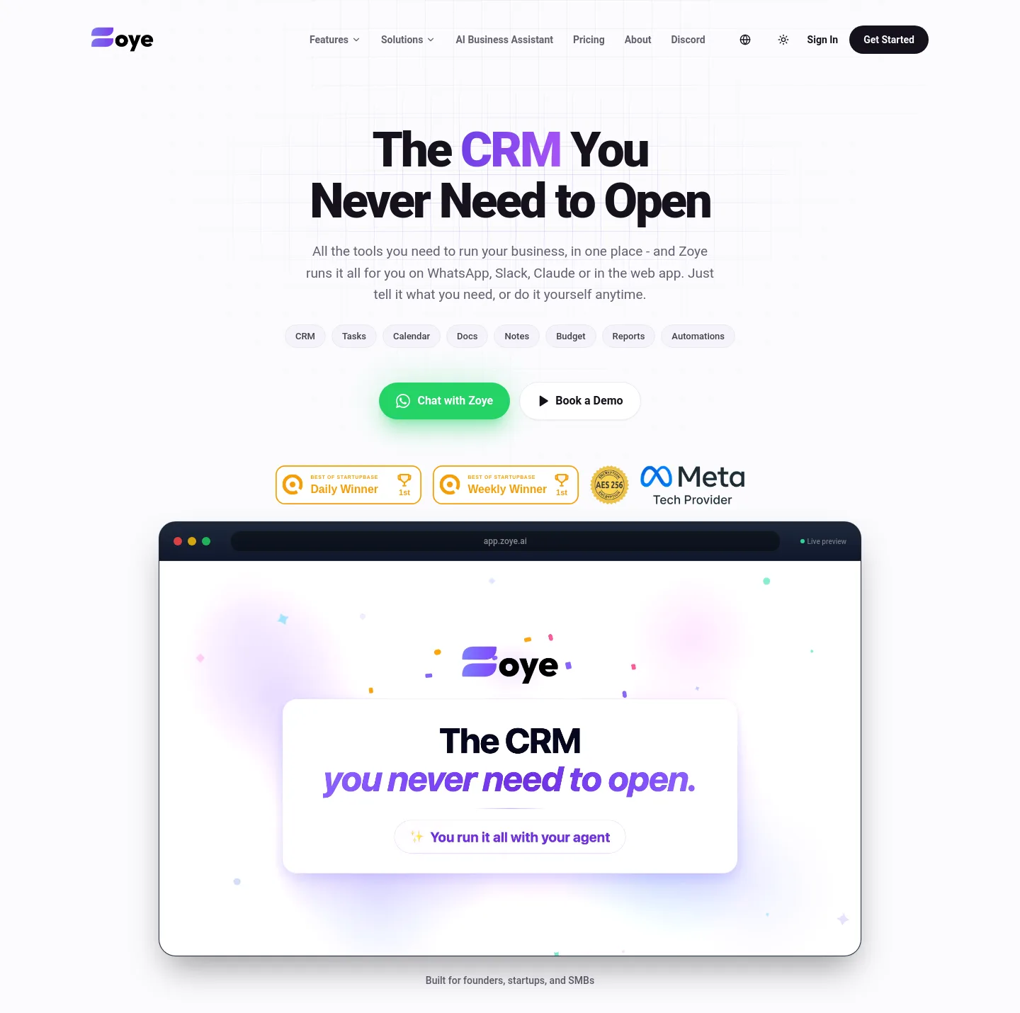 zoye.io — a real Hero section