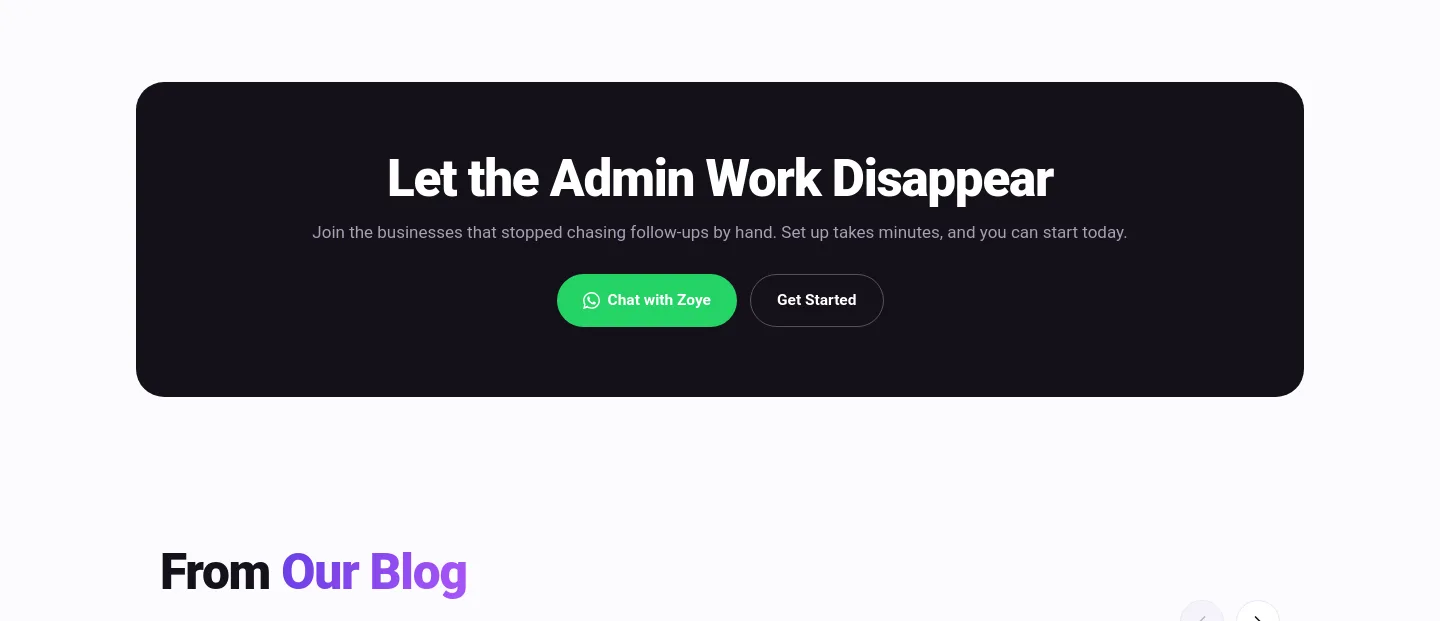 zoye.io CTA section