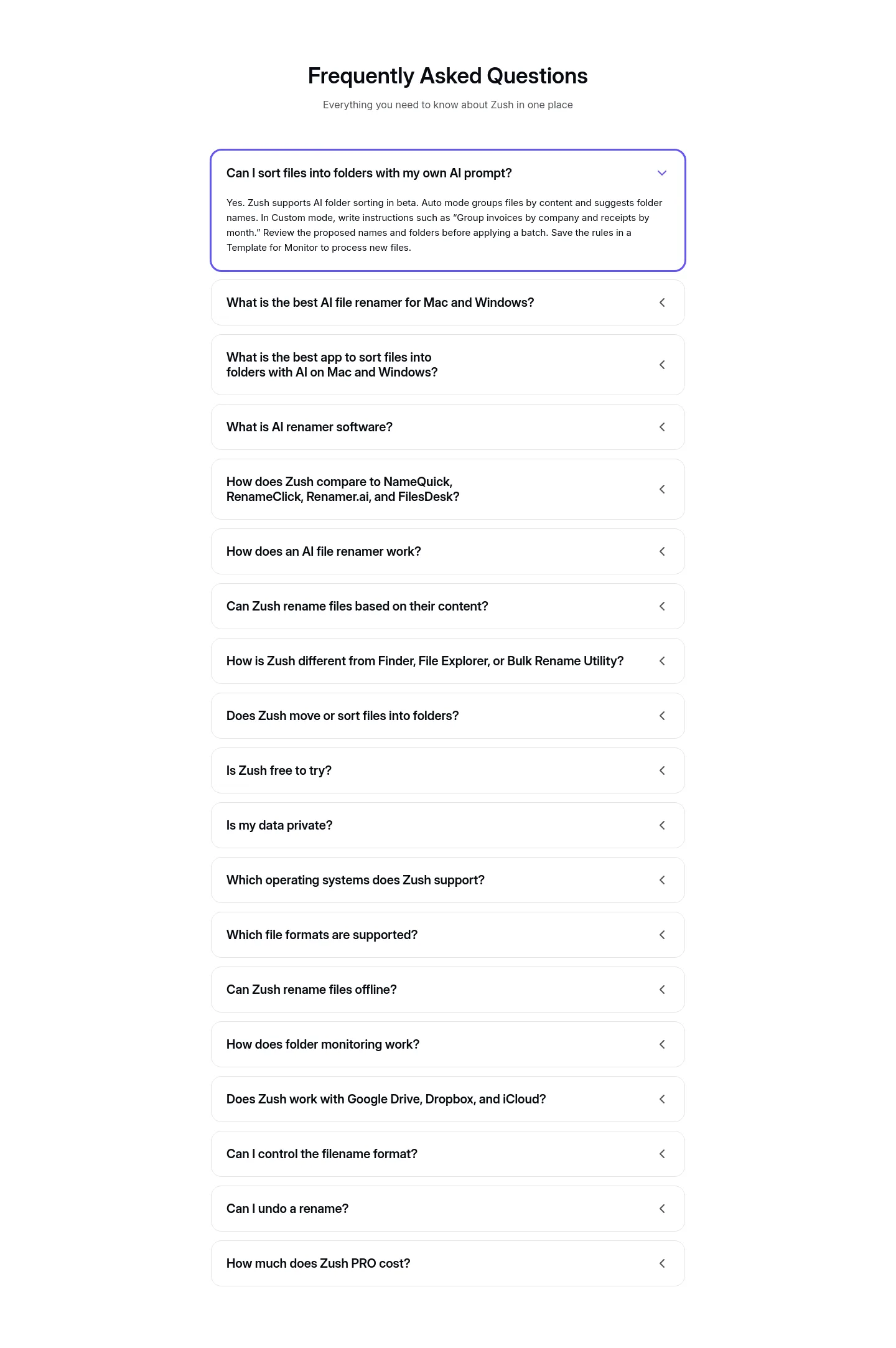 zushapp.com — a real FAQ section