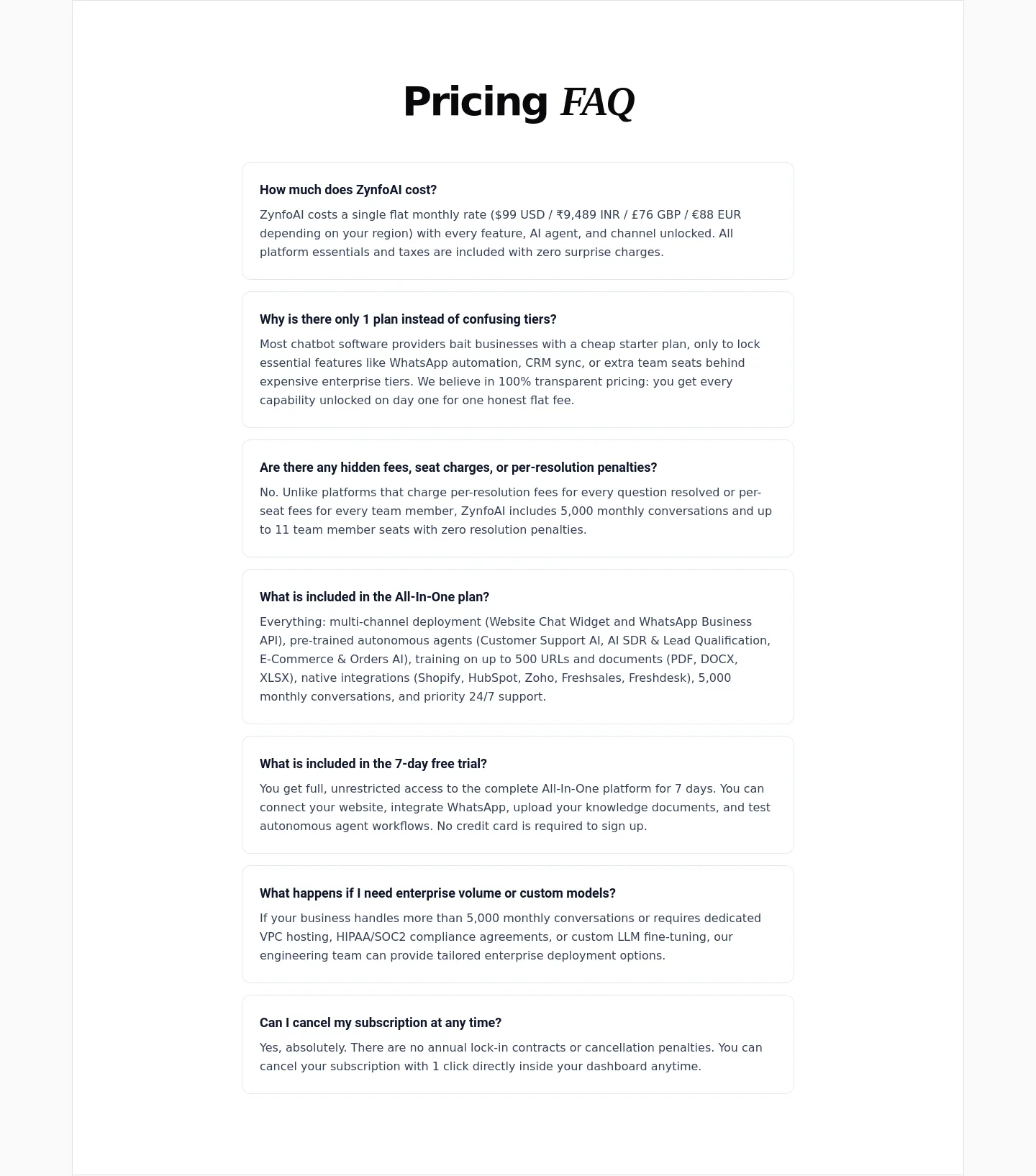 zynfo.ai FAQ section