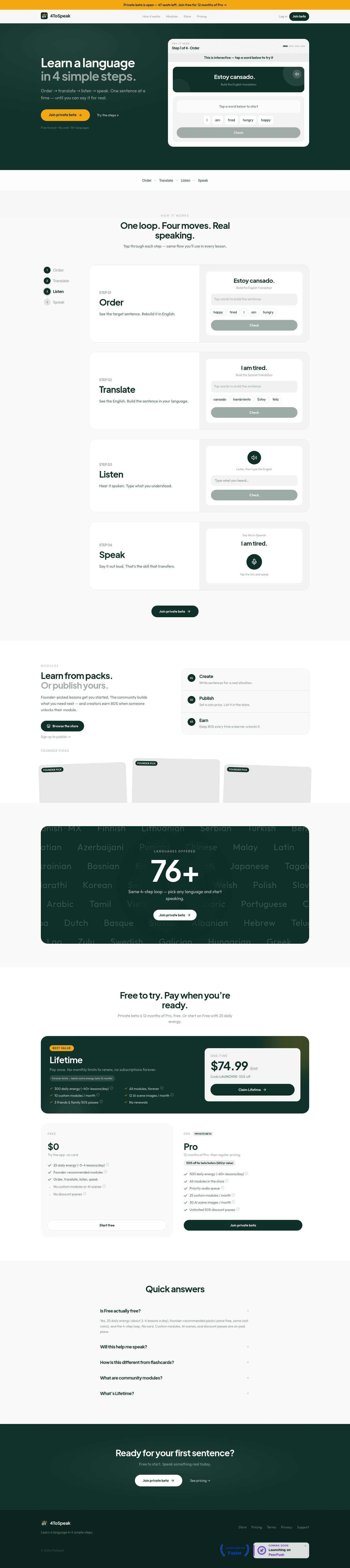 Nav section of 4tospeak.com