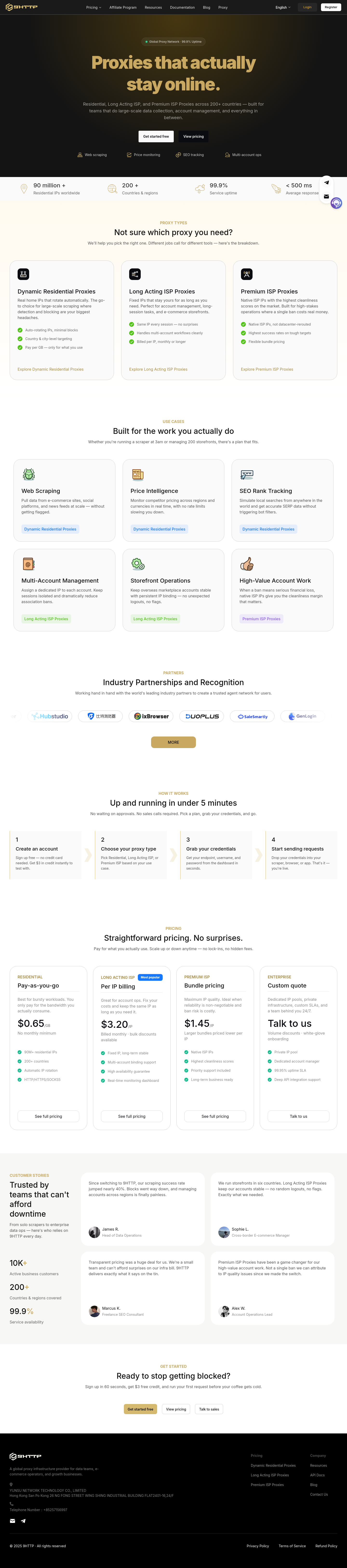 Hero section from 9http.com