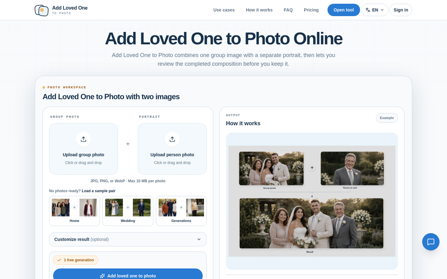 Captured homepage of addlovedonetophoto.online