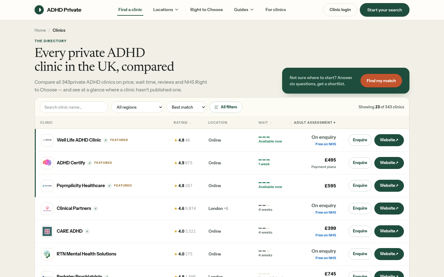 adhdprivate.co.uk home page