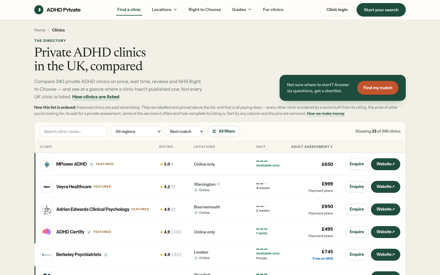 adhdprivate.co.uk home page