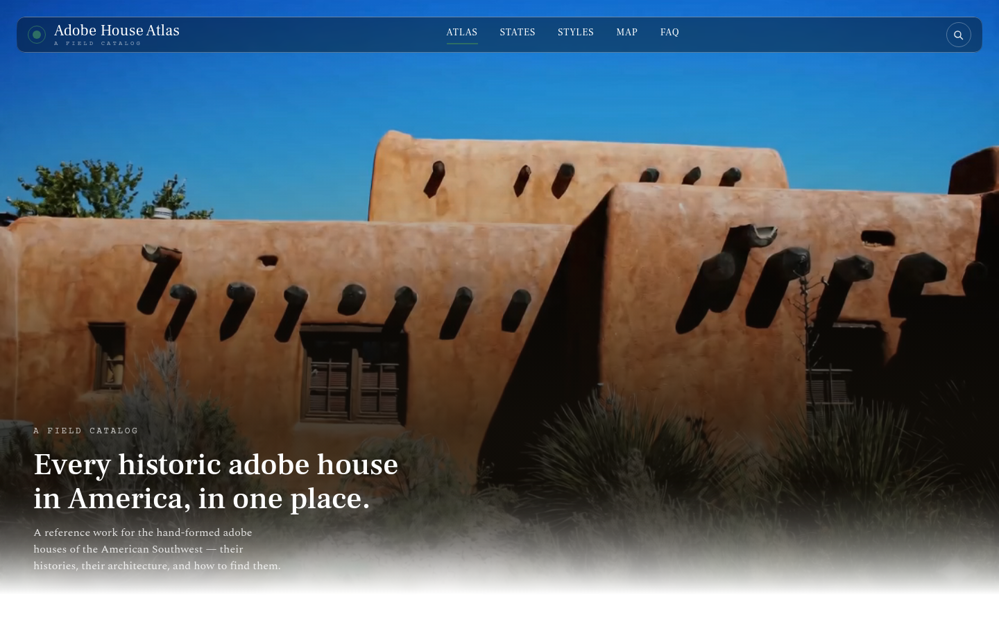 Above-the-fold capture of adobepueblo.com