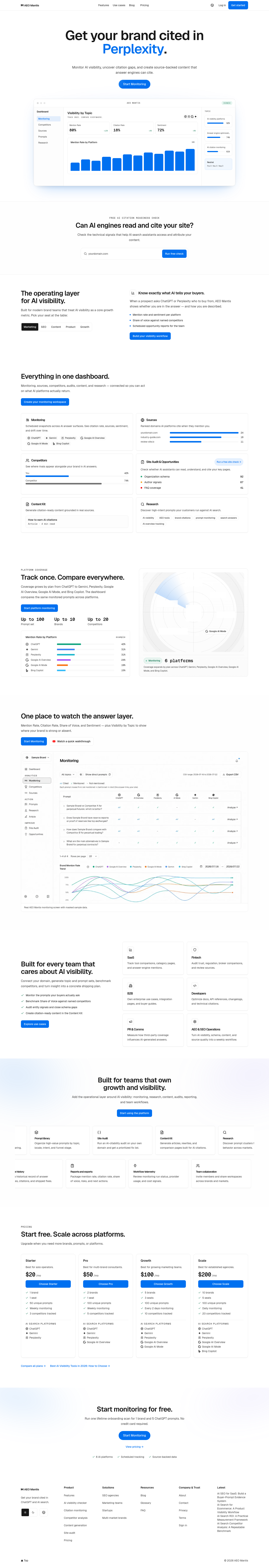 aeomantis.com — Hero + Pricing