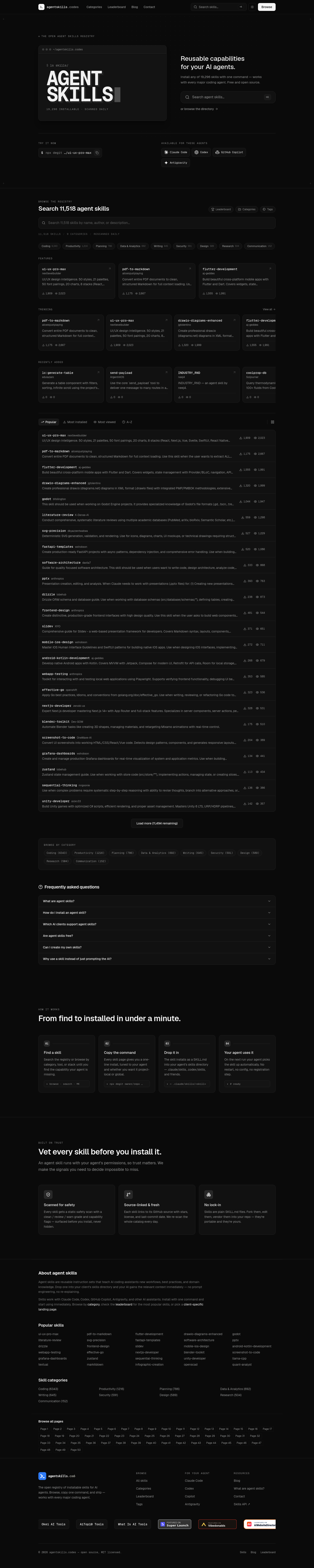 Nav section of agentskills.codes
