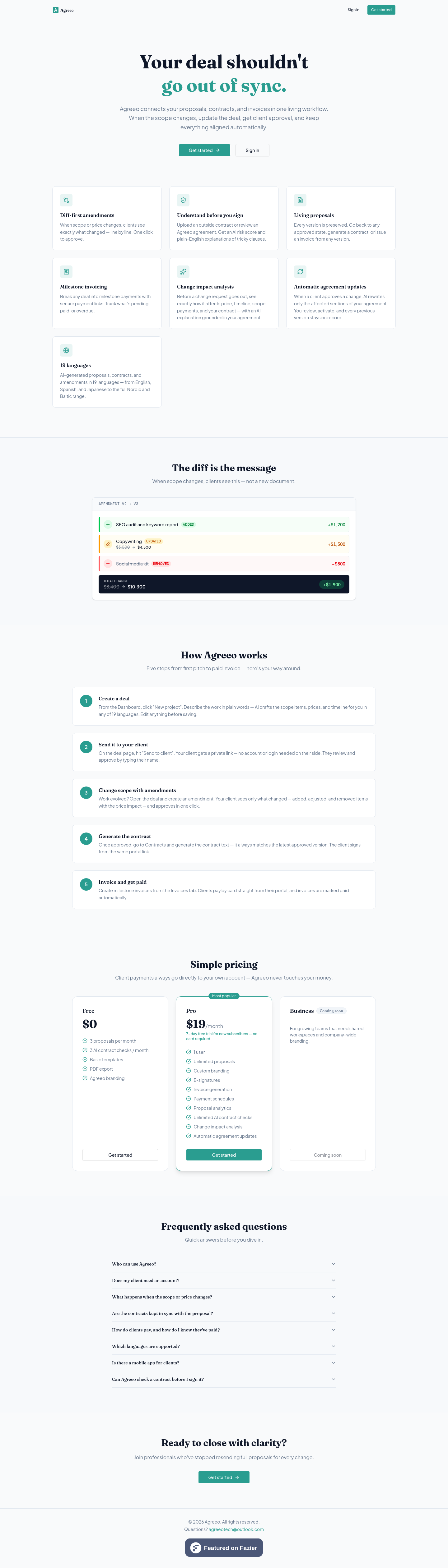 Features section of agreeotech.com