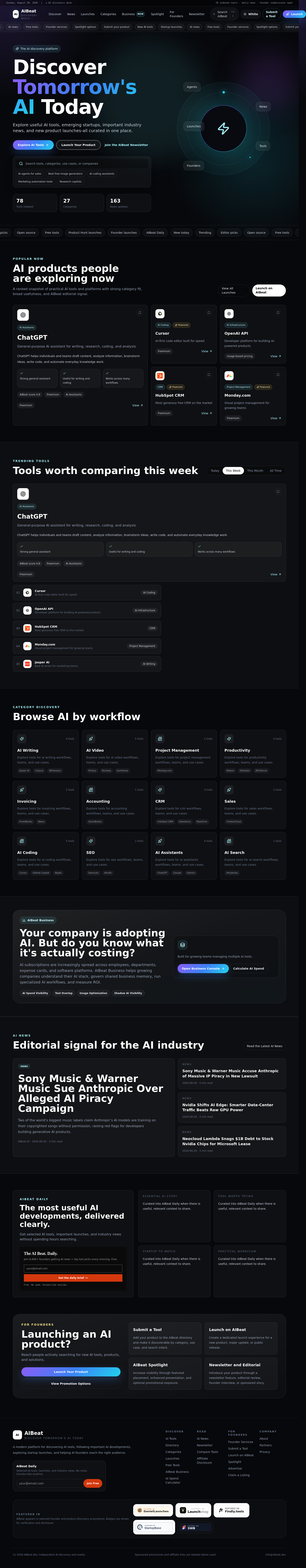 Nav section of aibeat.dev