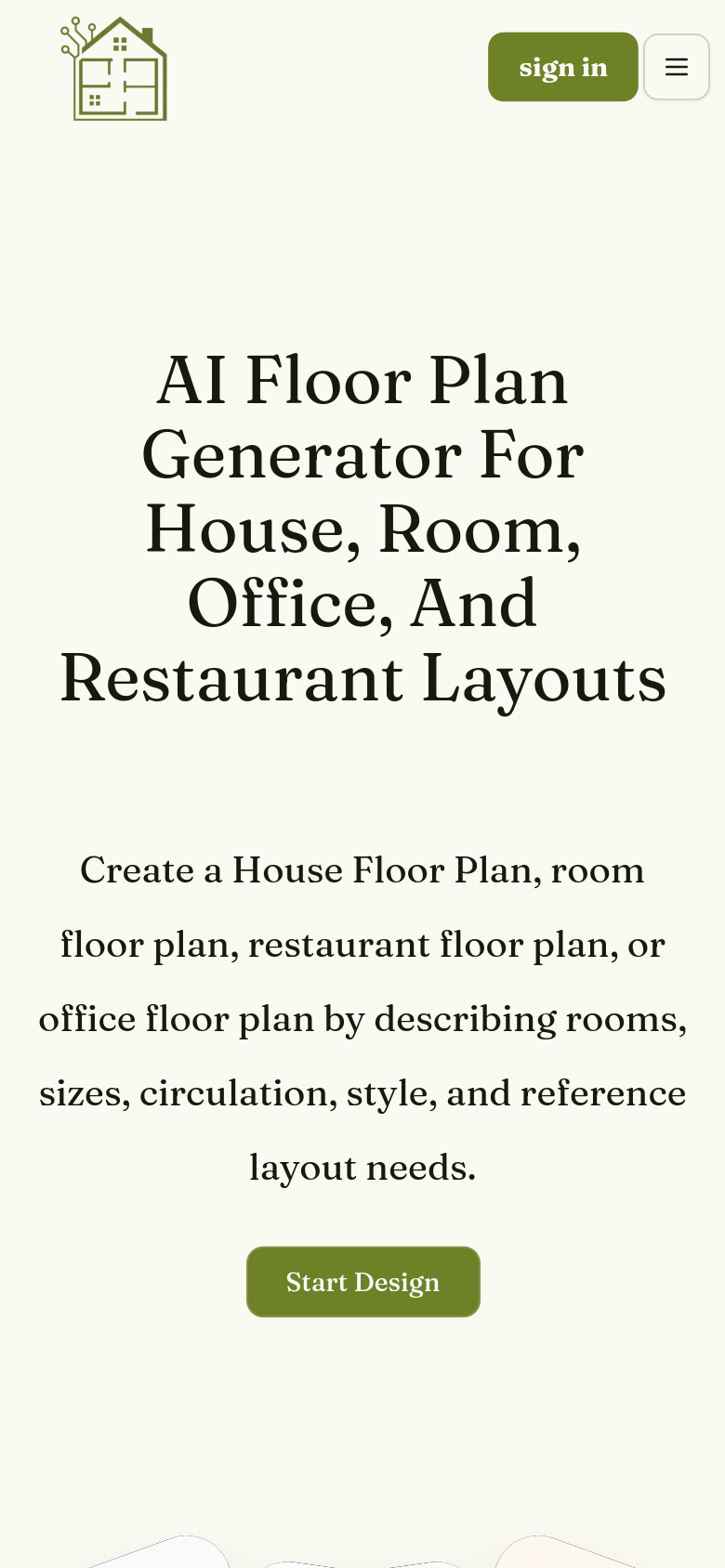 aihouseplan.app mobile capture of the first page