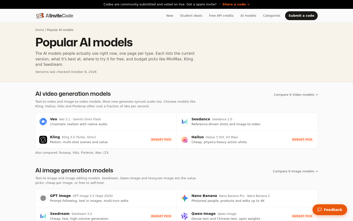aiinvitecode.com desktop capture of the first page