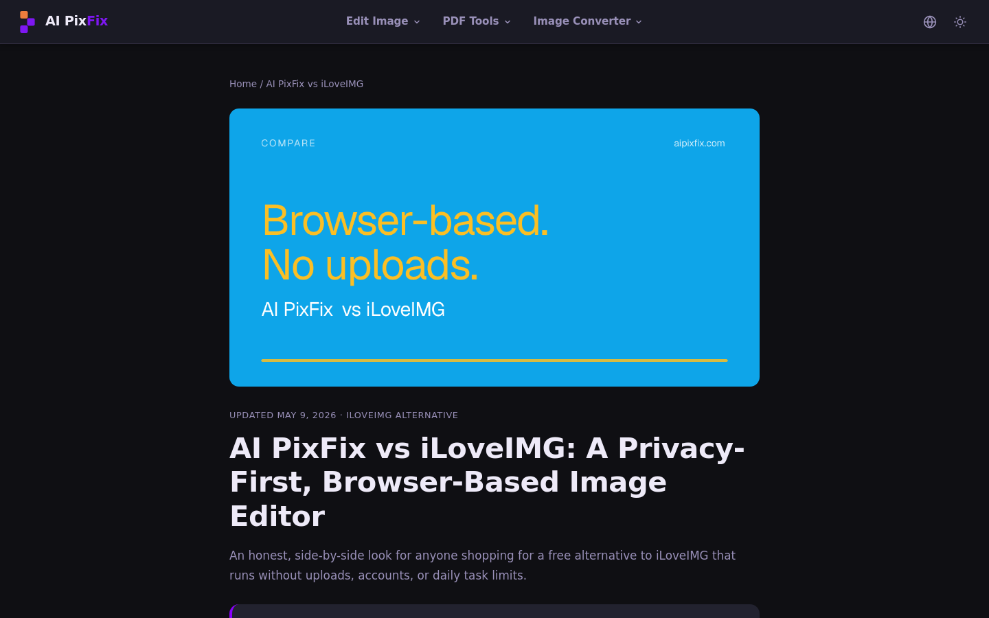 Compare Aipixfix Vs Iloveimg