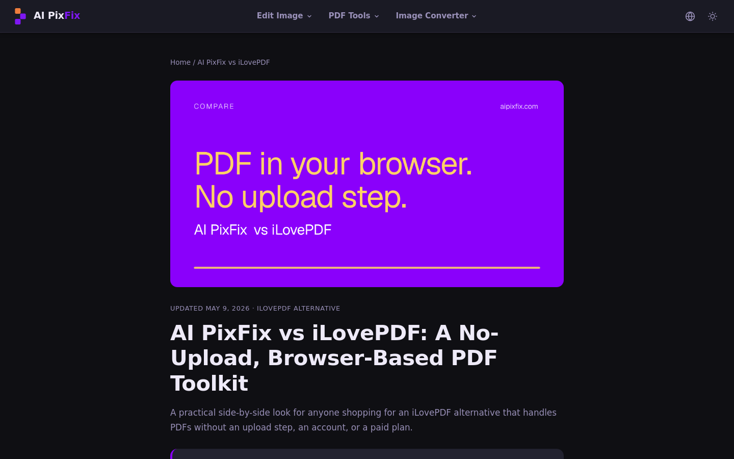 Compare Aipixfix Vs Ilovepdf