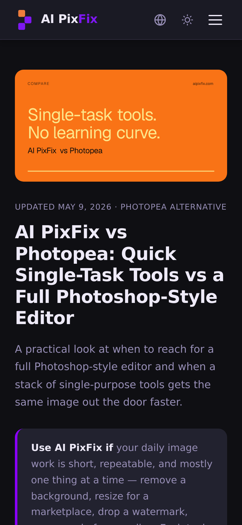 Compare Aipixfix Vs Photopea