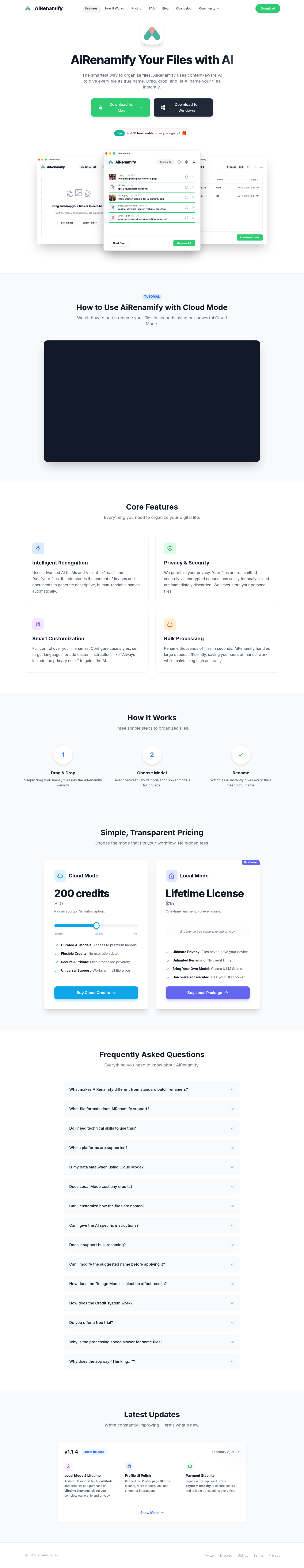 Nav section of airenamify.com
