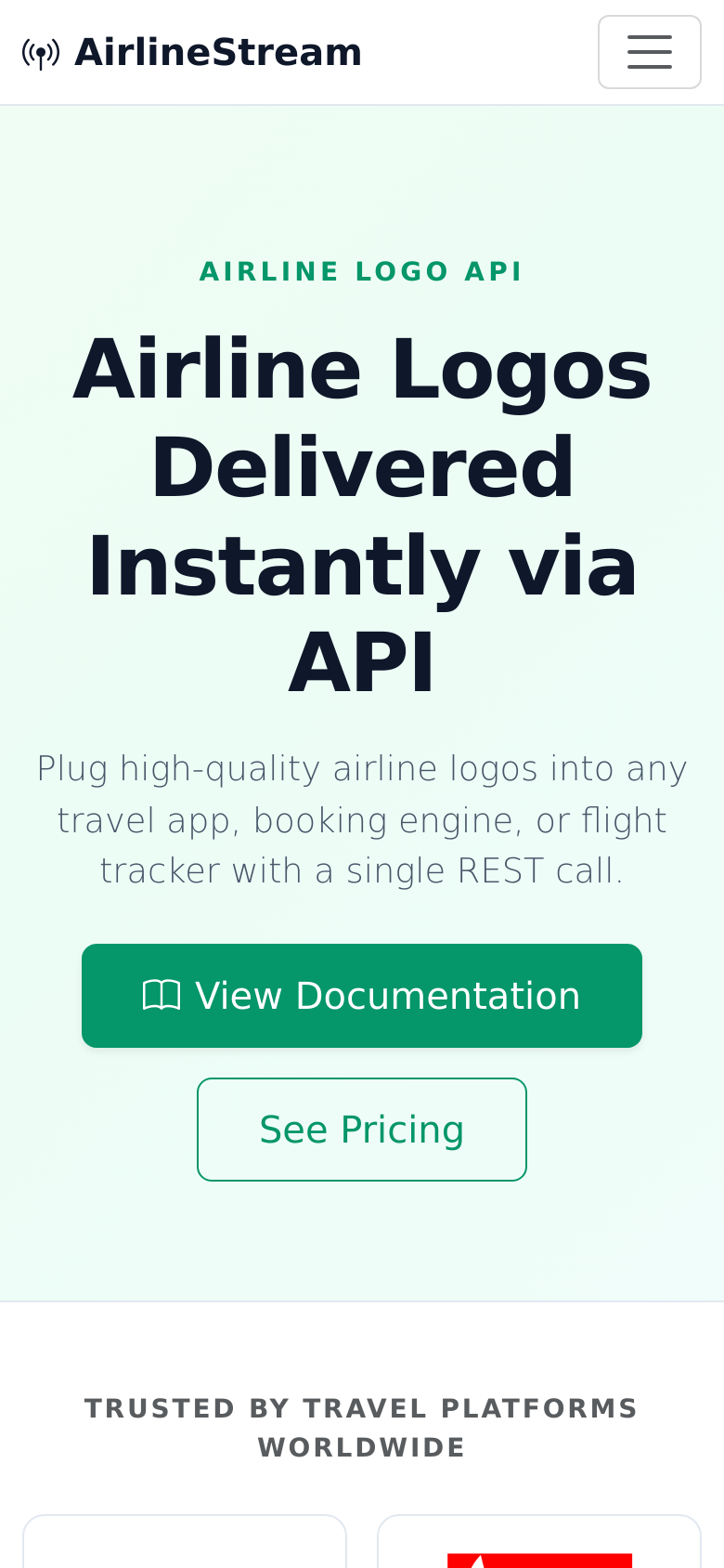 airlinestream.dev mobile capture of the first page