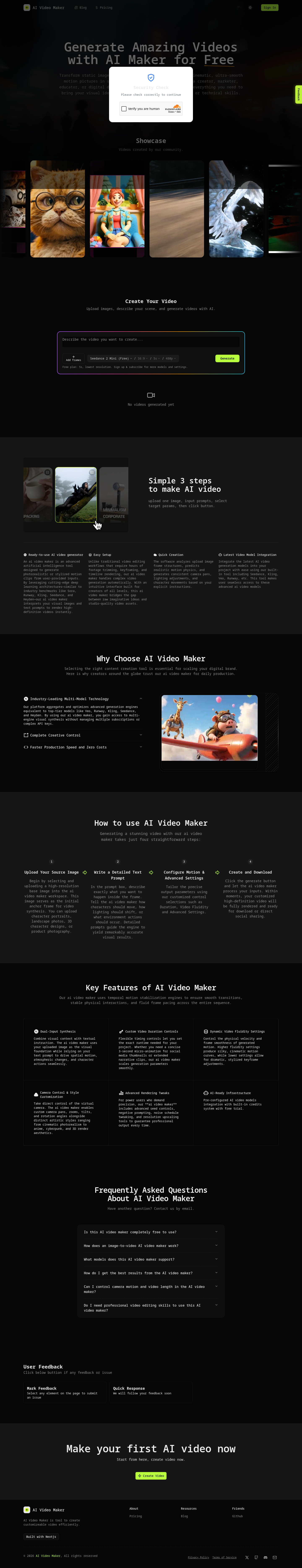 Hero section of aivideomakers.org