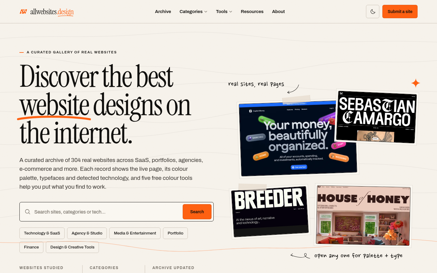 allwebsites.design desktop capture of the first page