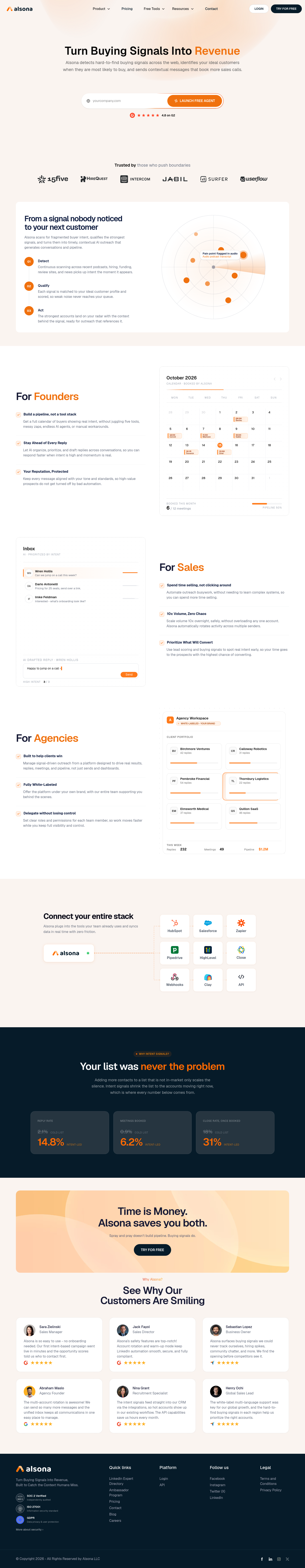 Nav section of alsona.com