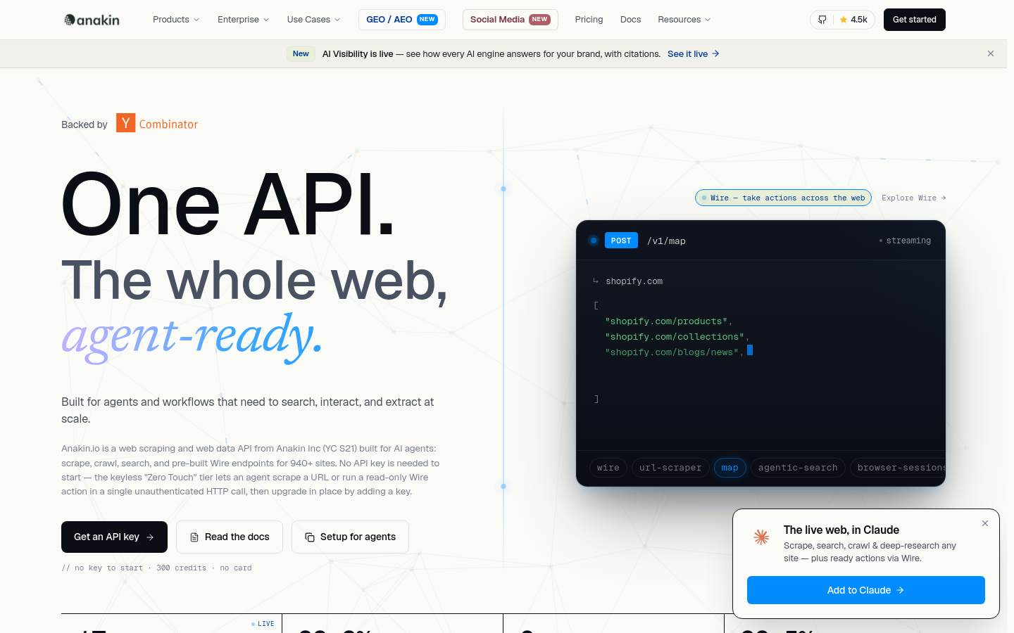 anakin.io desktop capture of the first page