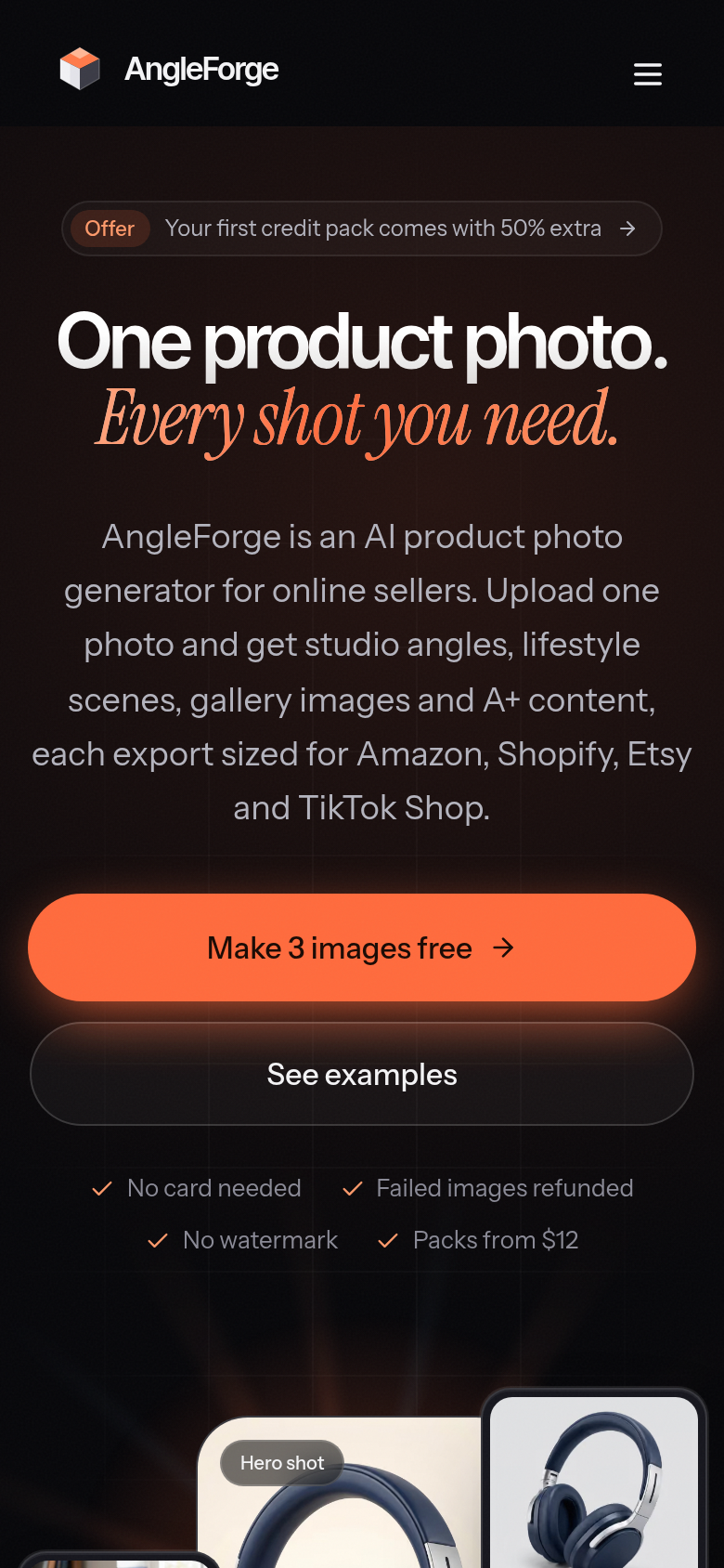 angleforge.studio mobile capture of the first page