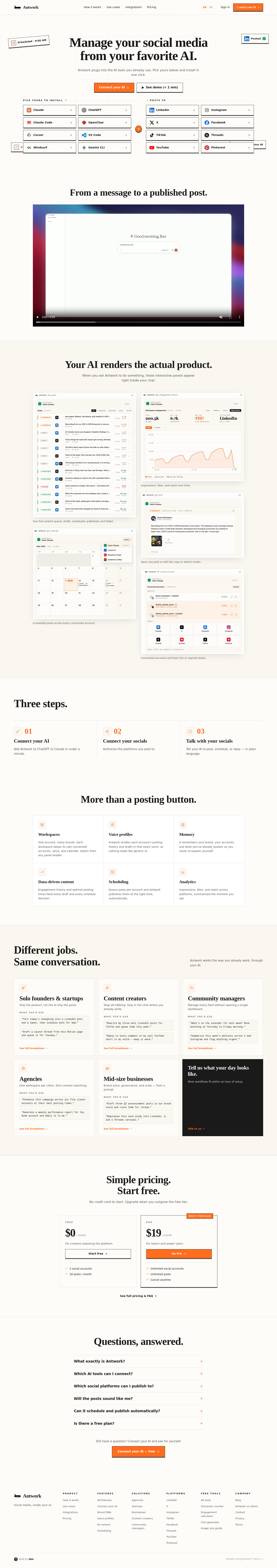 Nav section of antwork.io
