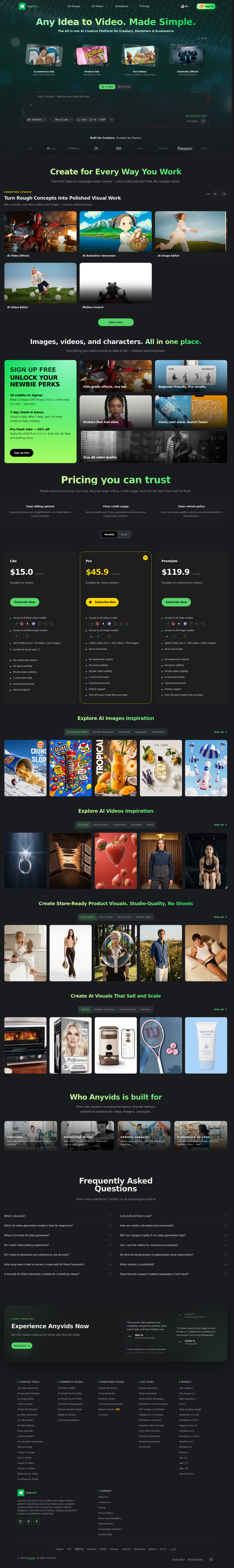 anyvids.ai — The Pricing Page