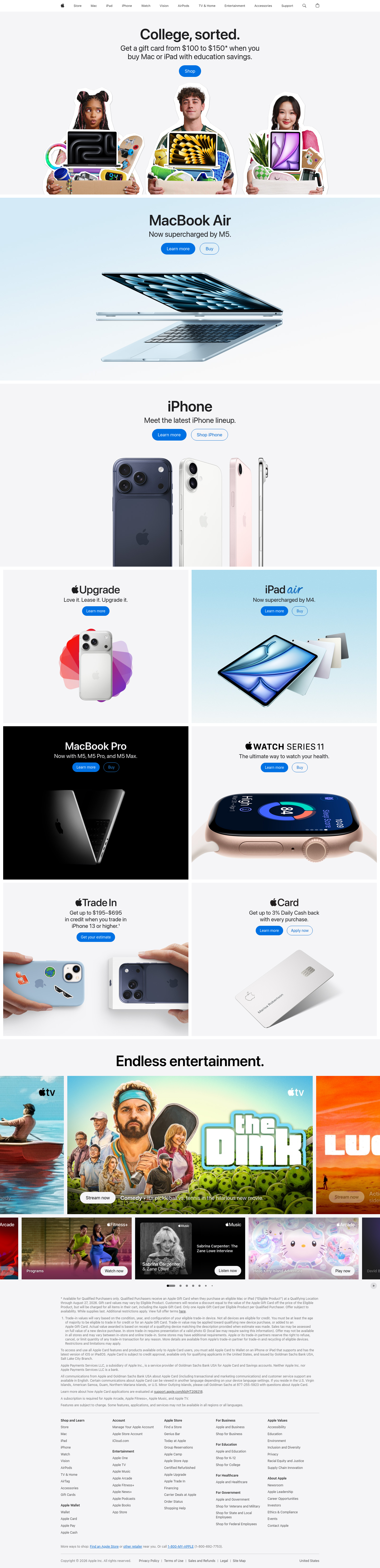 apple.com — Hero + Pricing