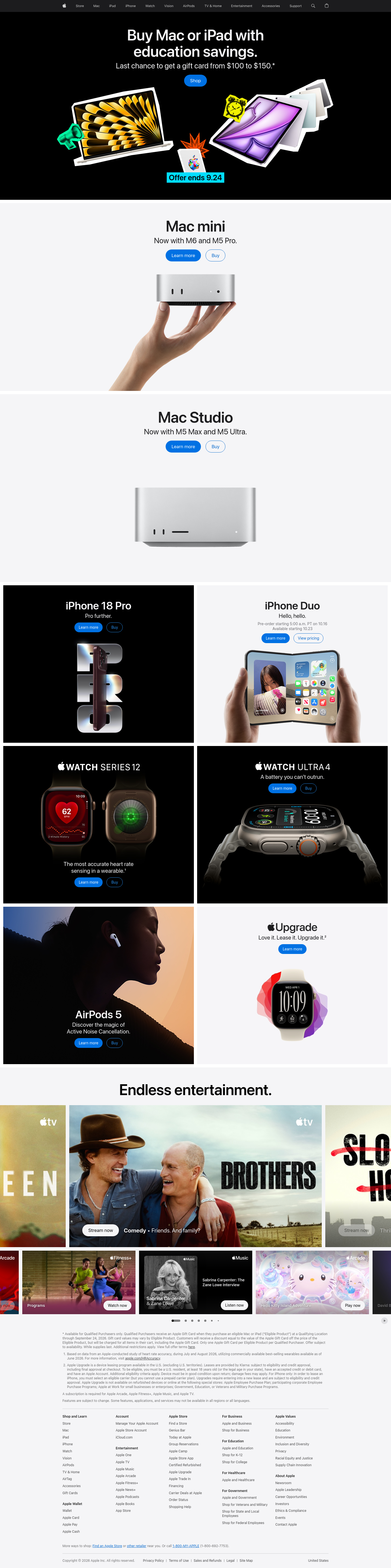 apple.com — Hero + Features