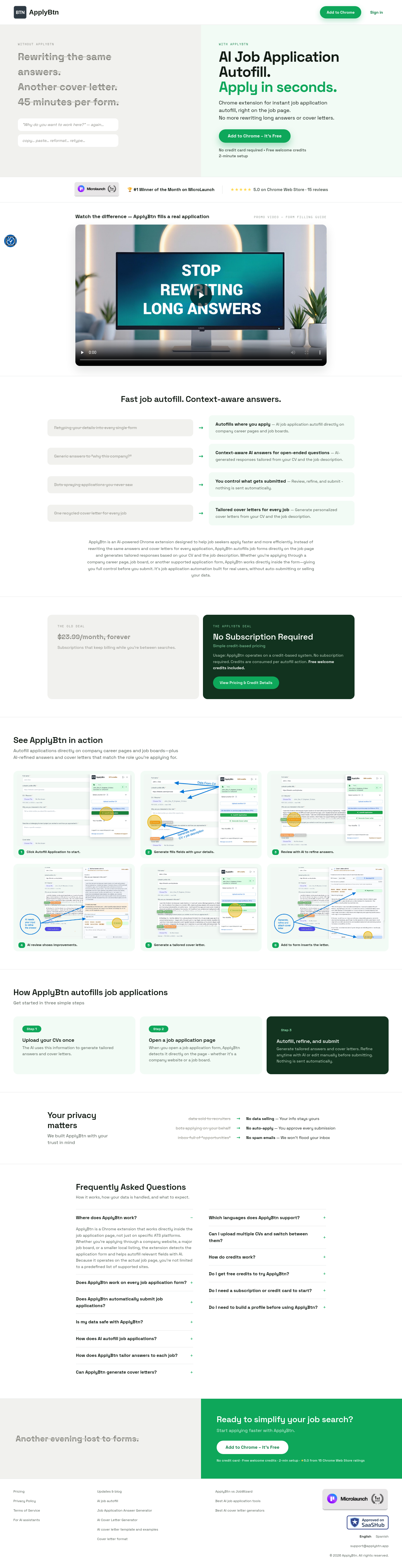Hero section of applybtn.app